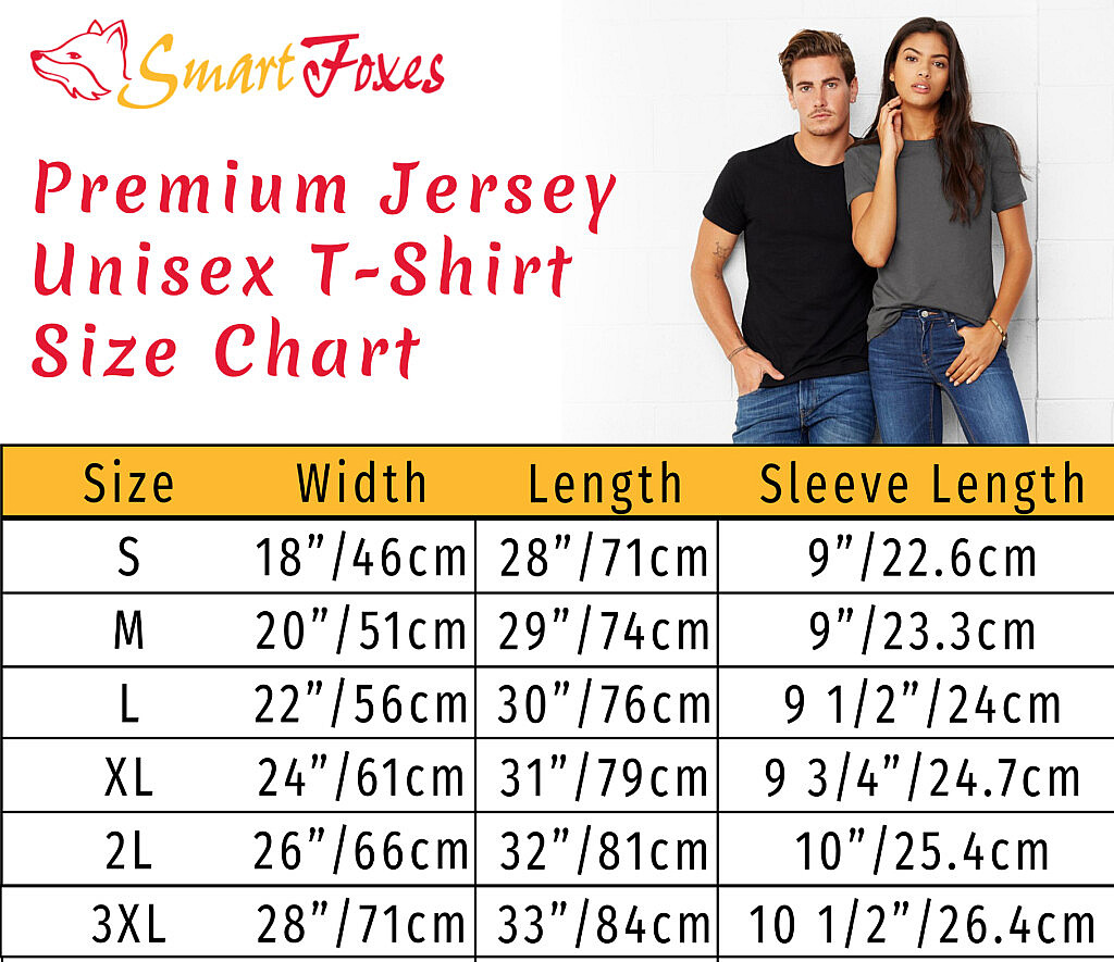 Premium Unisex T-Shirt Size Chart